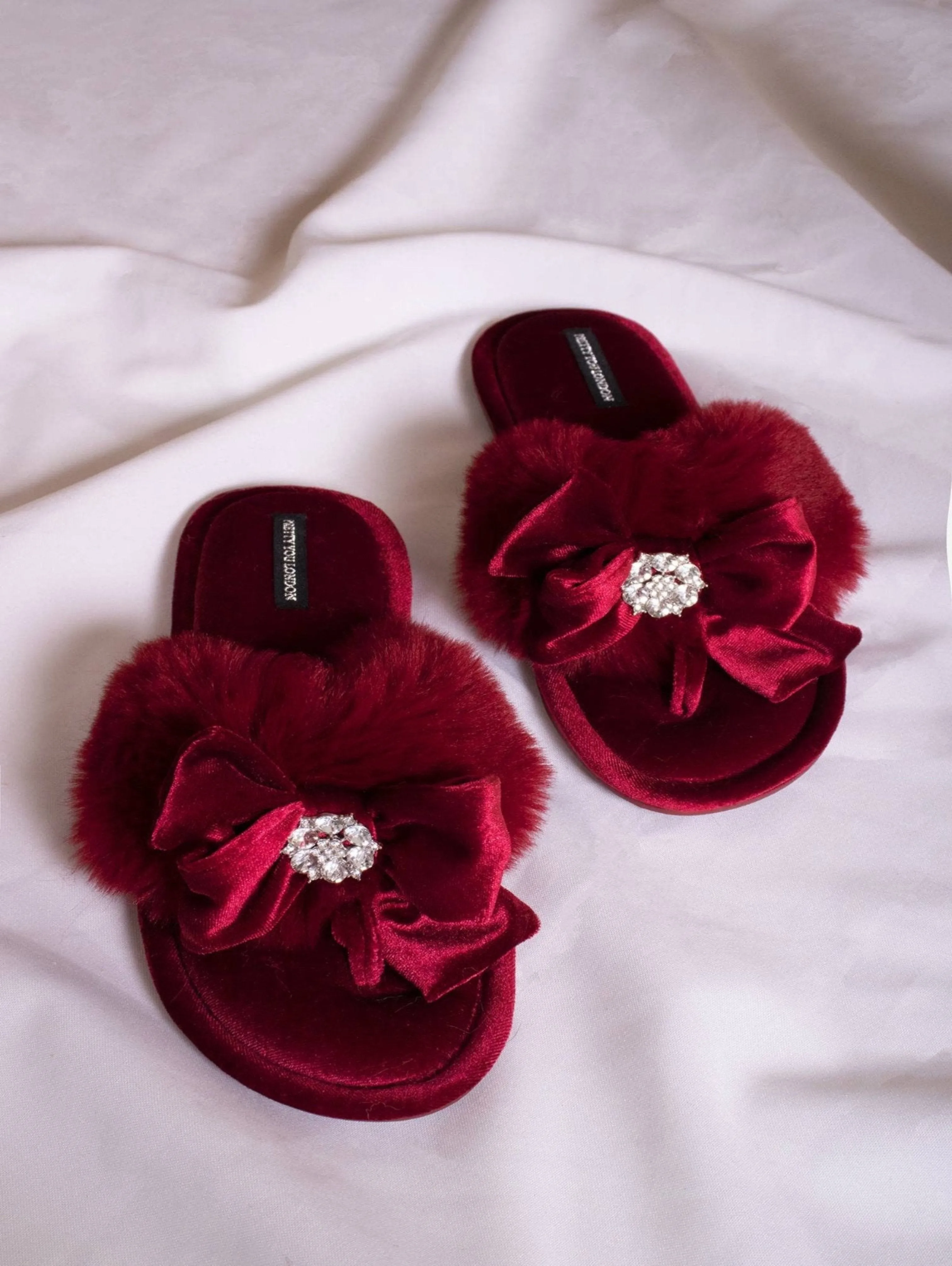 Princess Embellished Toe Post Slippers in Wine