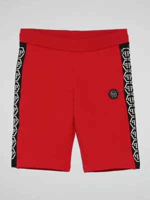 Red Logo Tape Jogging Shorts (Kids)