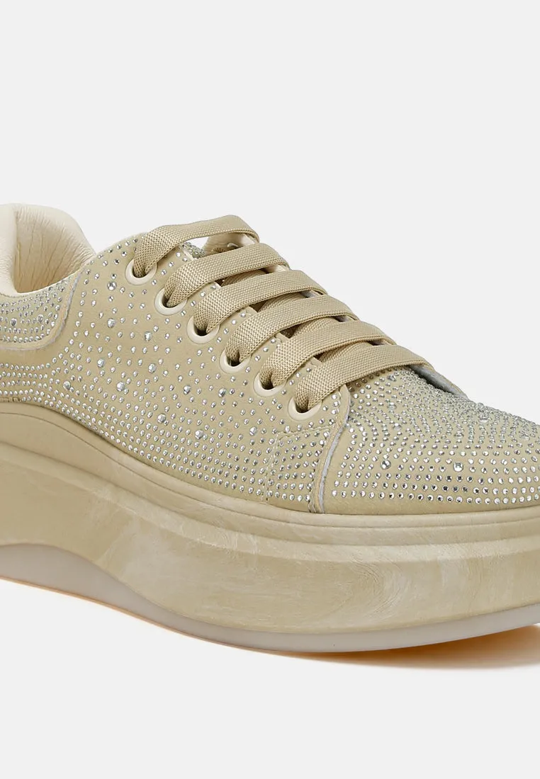 Rhinestones Embellished Chunky Sneakers By RAG