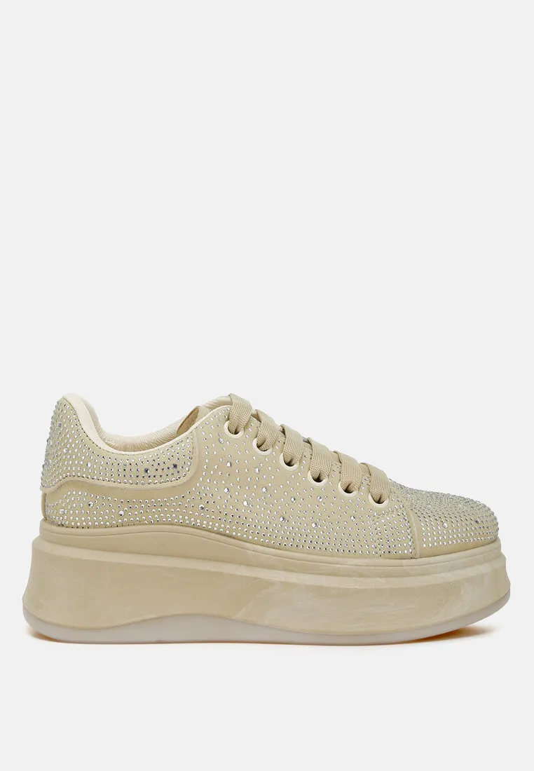 Rhinestones Embellished Chunky Sneakers By RAG
