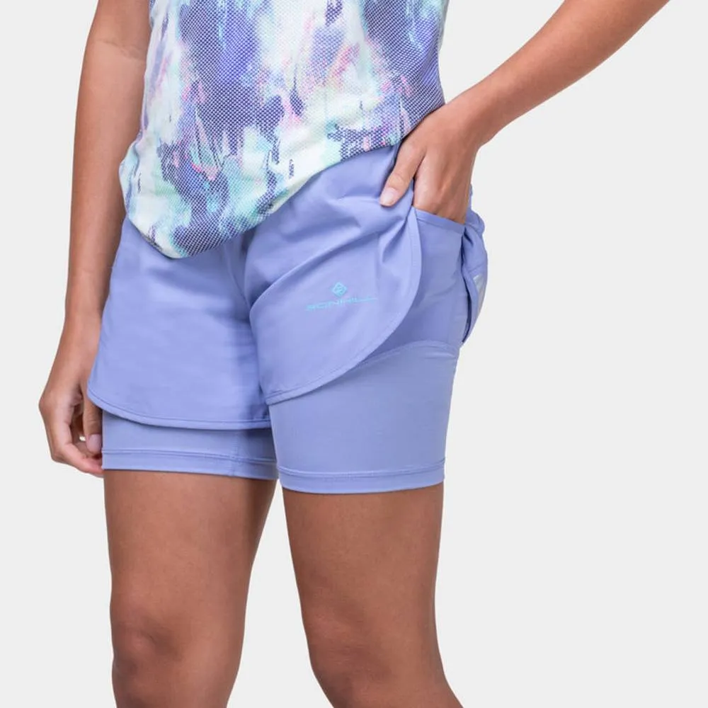 Ronhill Tech 4.5" Twin Short (Womens) - Periwinkle/Aquamint