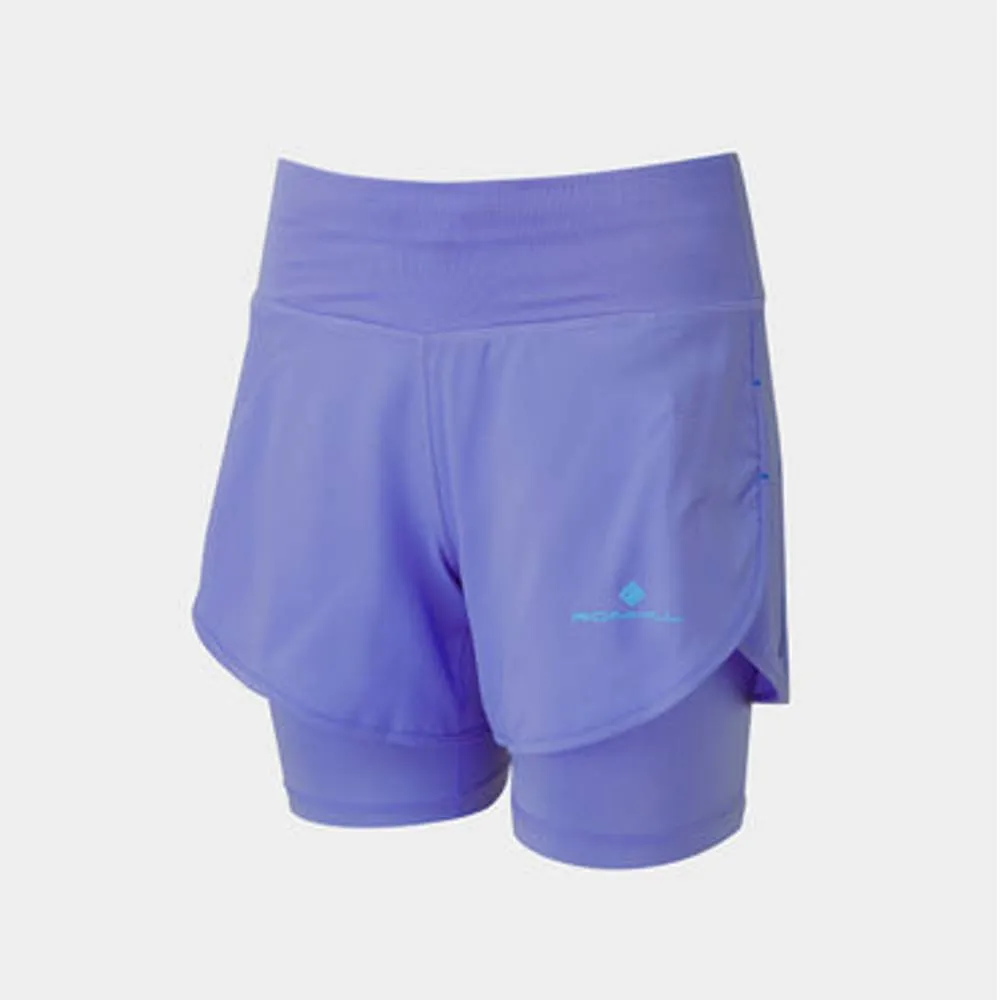 Ronhill Tech 4.5" Twin Short (Womens) - Periwinkle/Aquamint