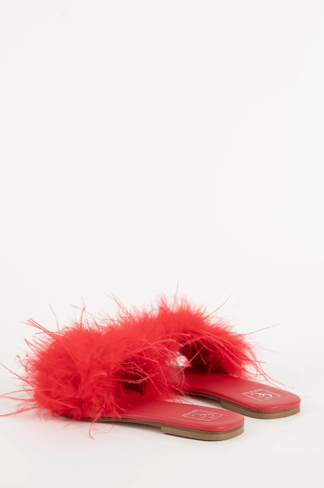 Sandal Louise 084 | Rött Skinn & Fjädrar