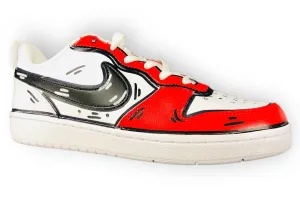 SCARPE NIKE COURT BOROUGH LOW 2 LE SNEAKERS ONE CUSTOM COMICS RED