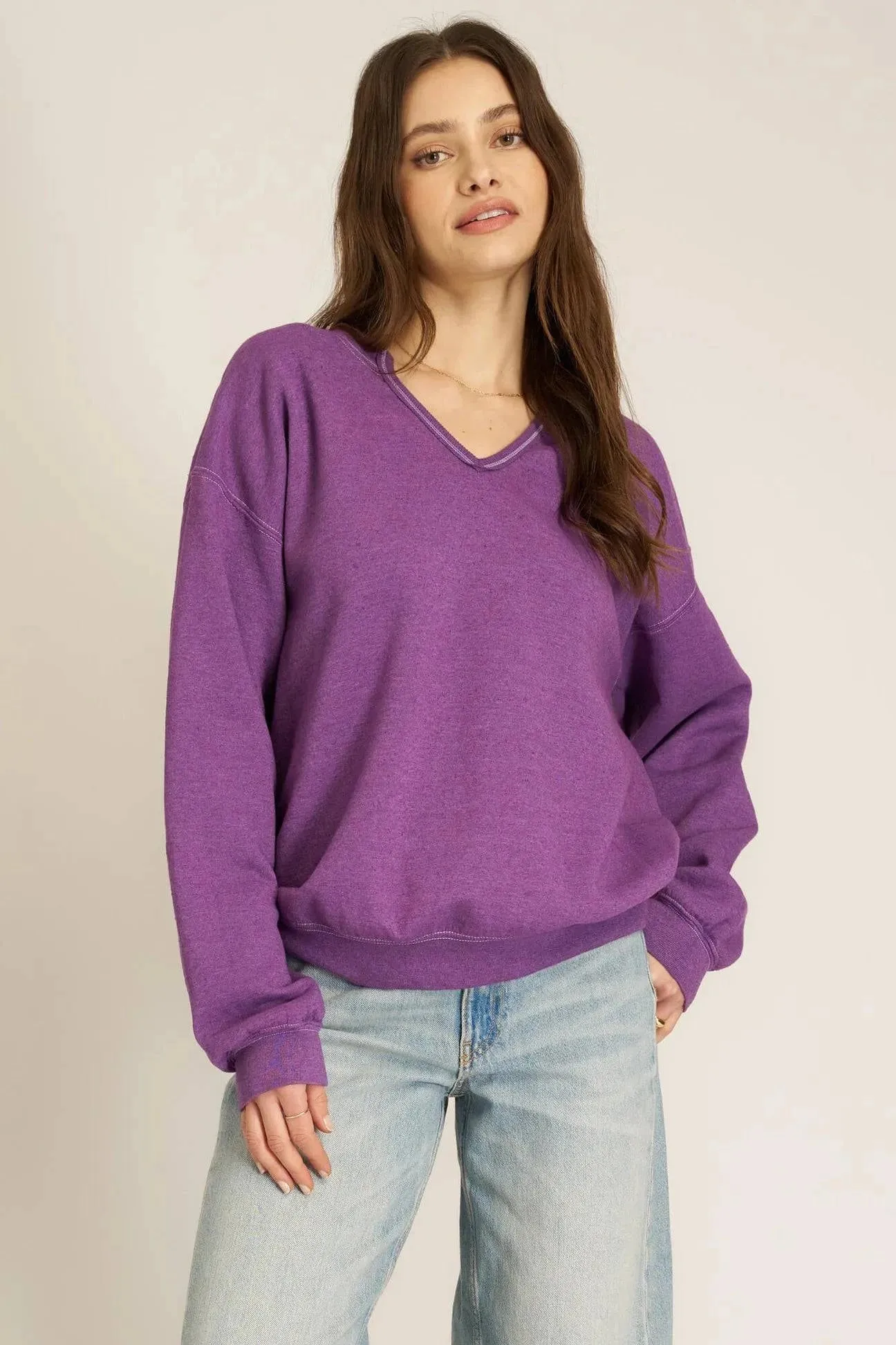 Scorpio Notch Neck Swtshrt by Project Social T | Purple Rain