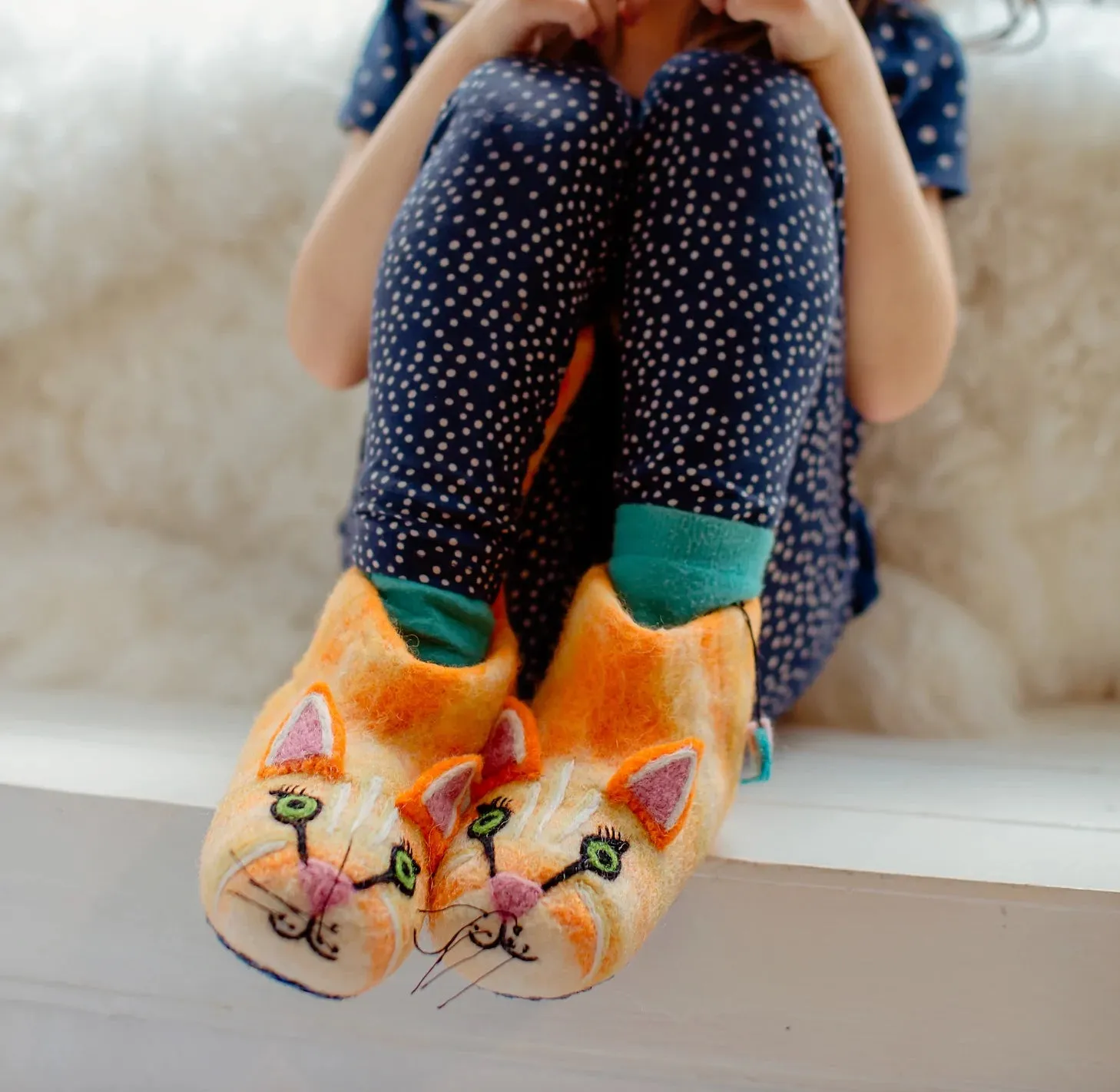 Sew Heart Felt Ginger The Farm Cat Slippers