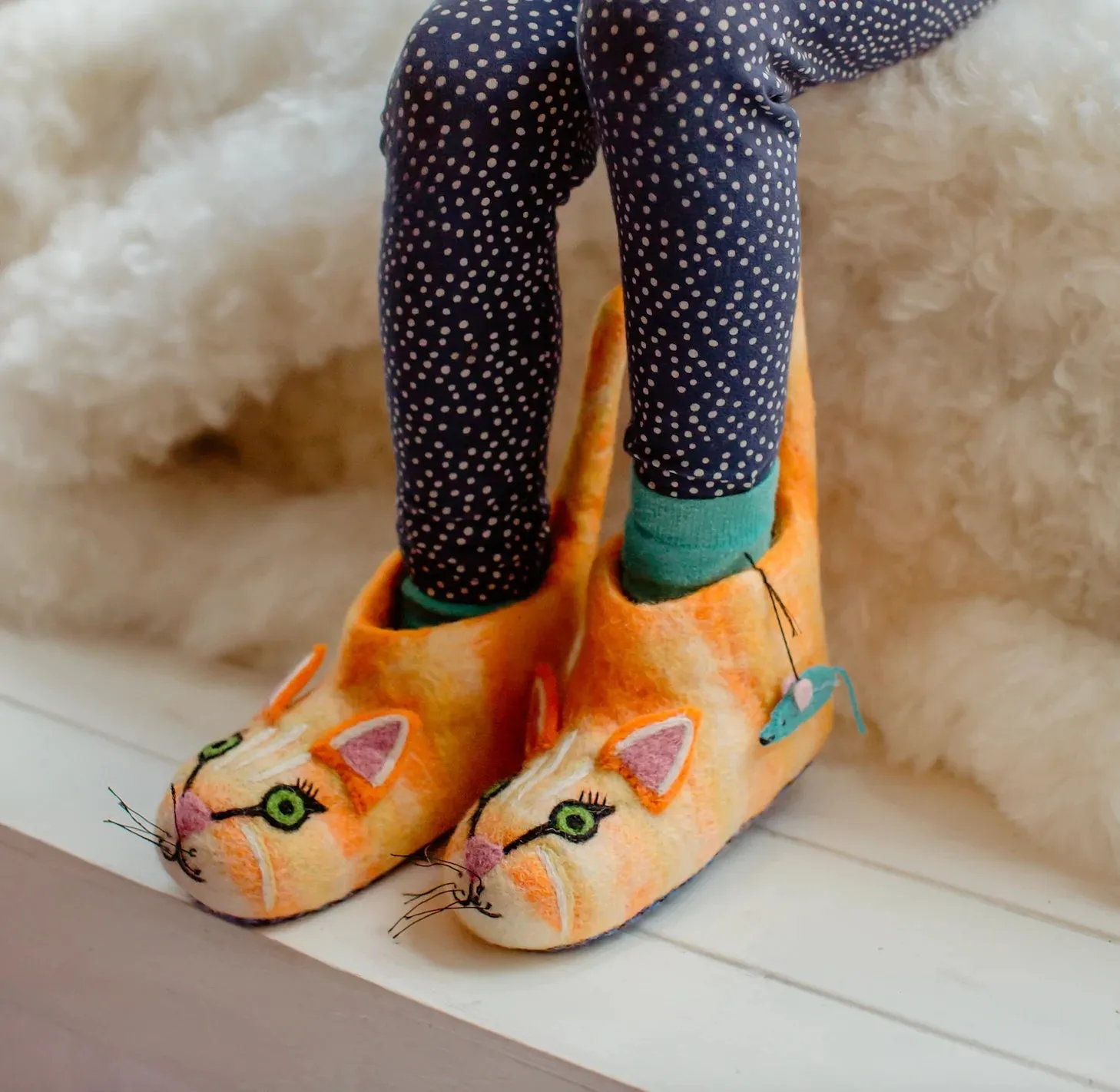 Sew Heart Felt Ginger The Farm Cat Slippers