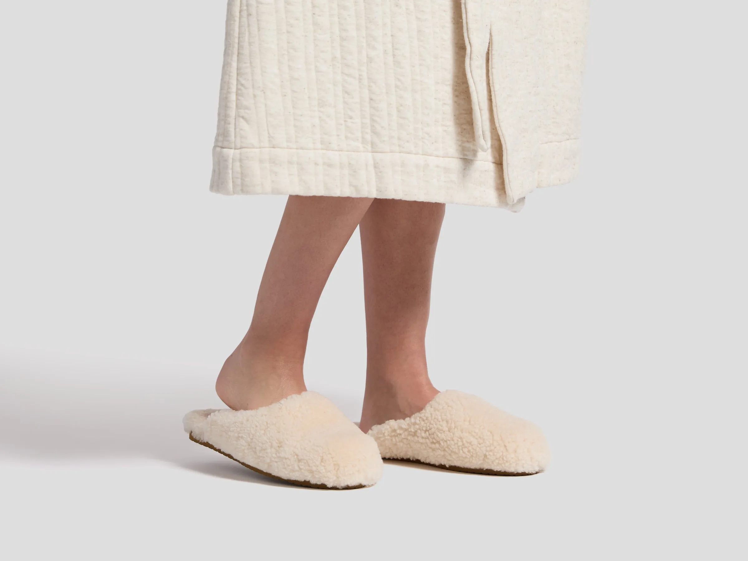 Shearling Wool Lounge Slippers (Natural)