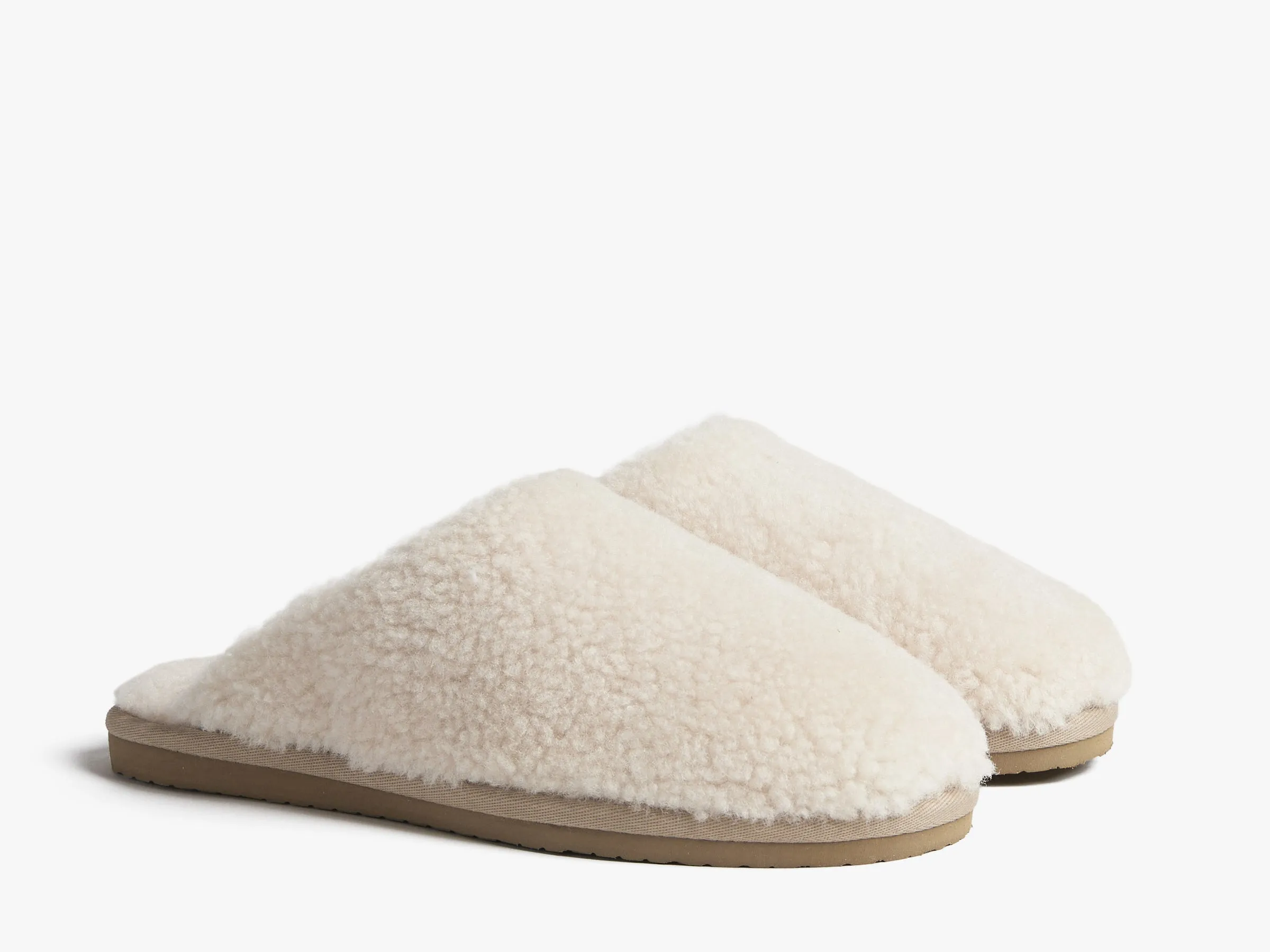 Shearling Wool Lounge Slippers (Natural)