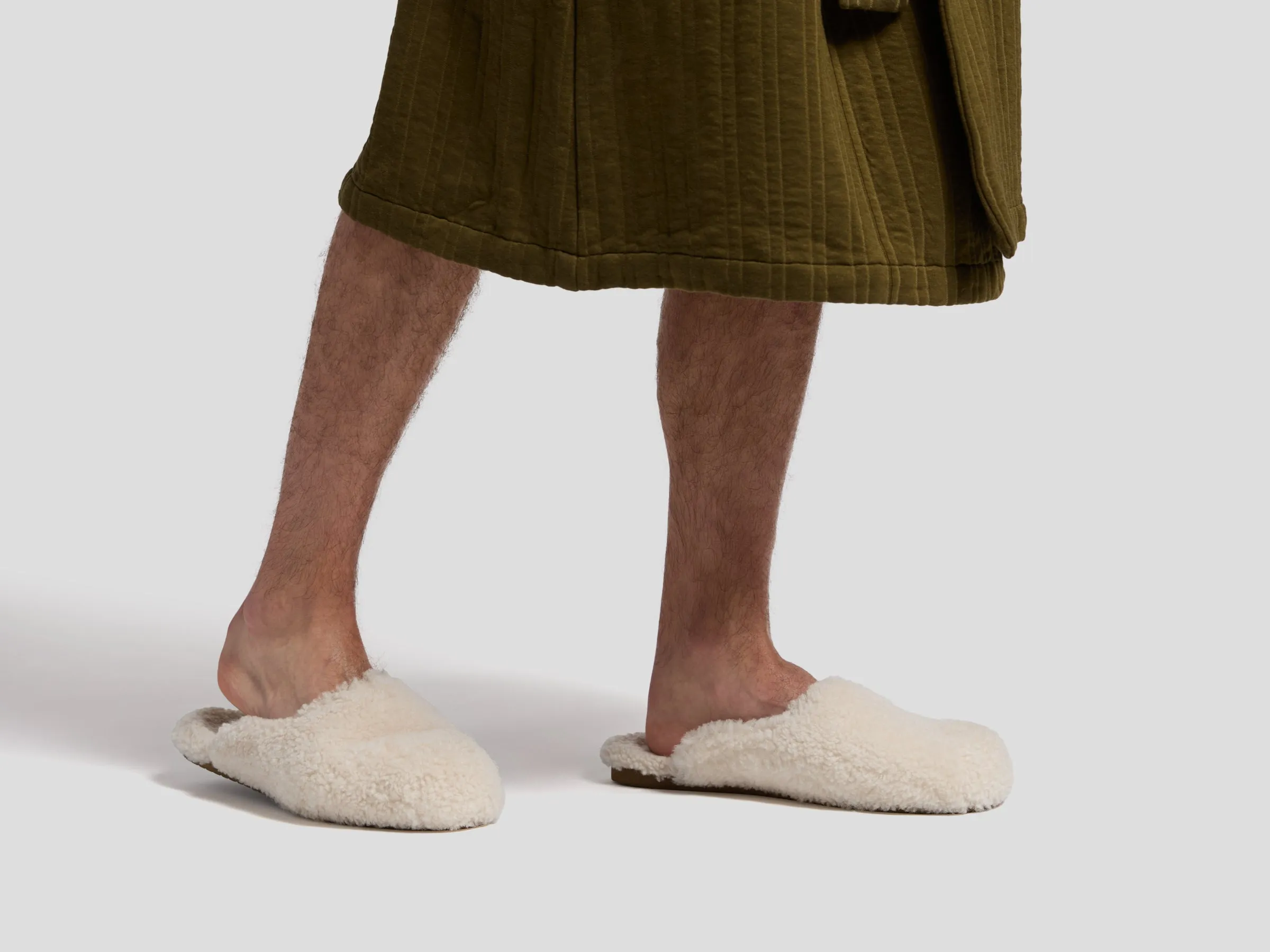 Shearling Wool Lounge Slippers (Natural)