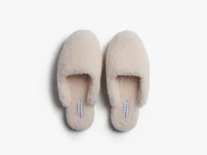Shearling Wool Lounge Slippers (Natural)