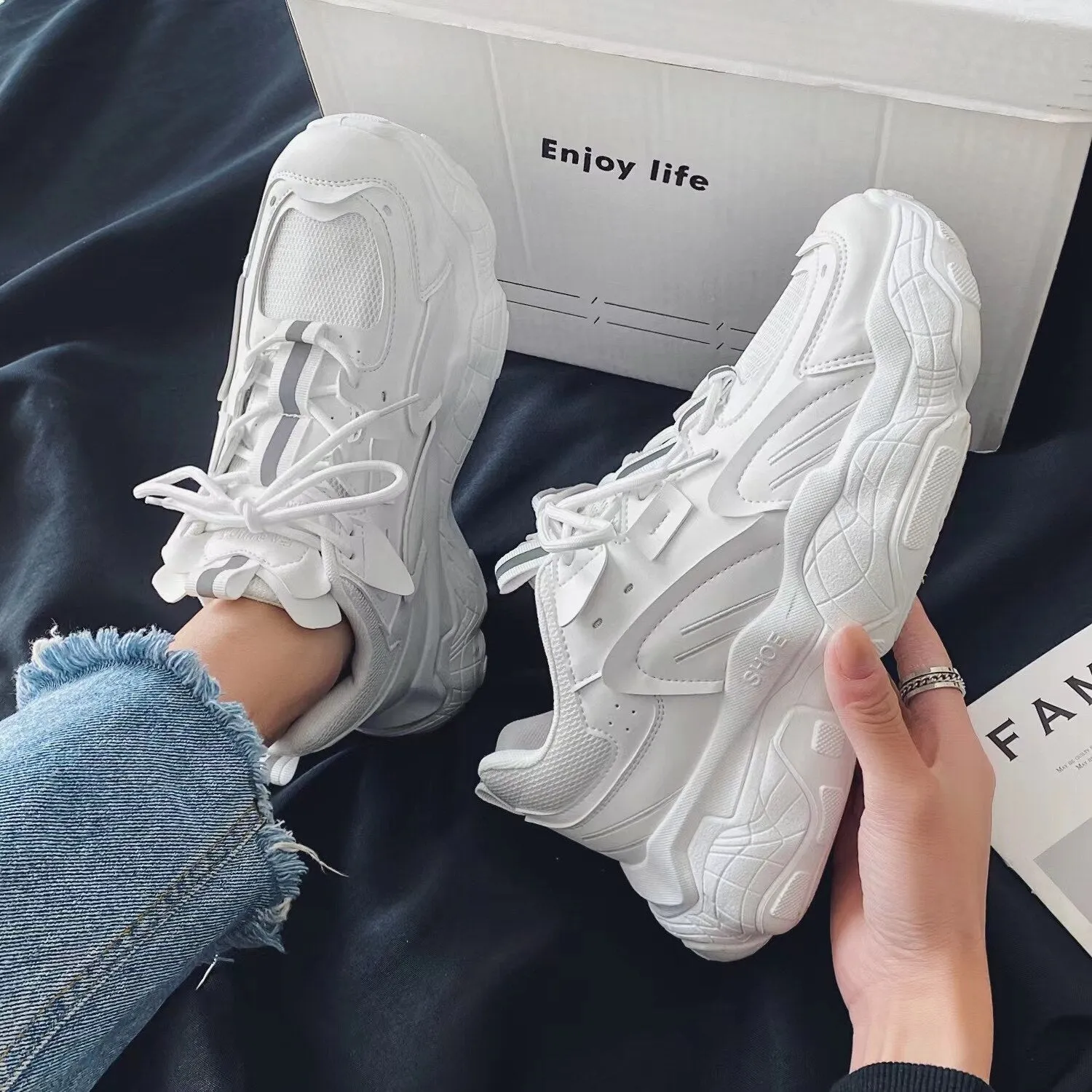Shoes Lace-Up Rubber Chunky Sneakers