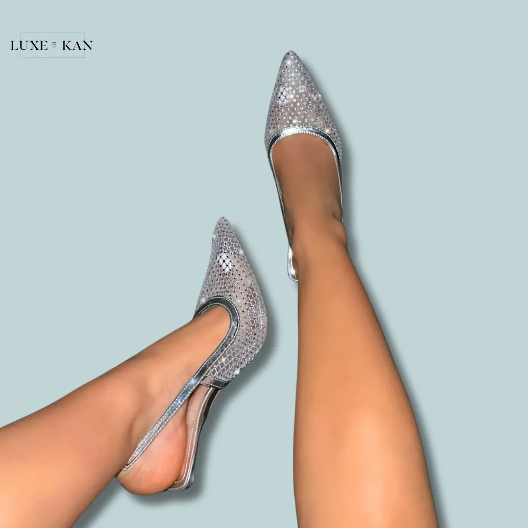 SIMMI SHOES LAILLA MESH DIAMANTE SLING BACK COURT SHOES