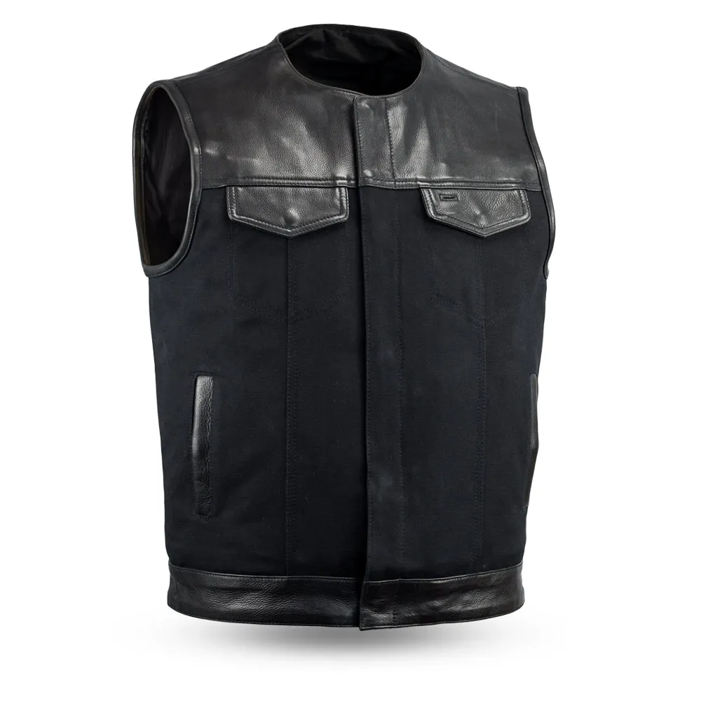 SKYFALL - Motorcycle Leather/Canvas Vest