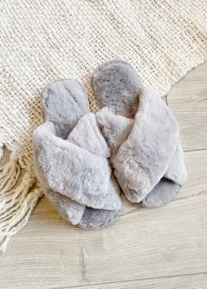 Skylar Fluffy Slippers - Grey