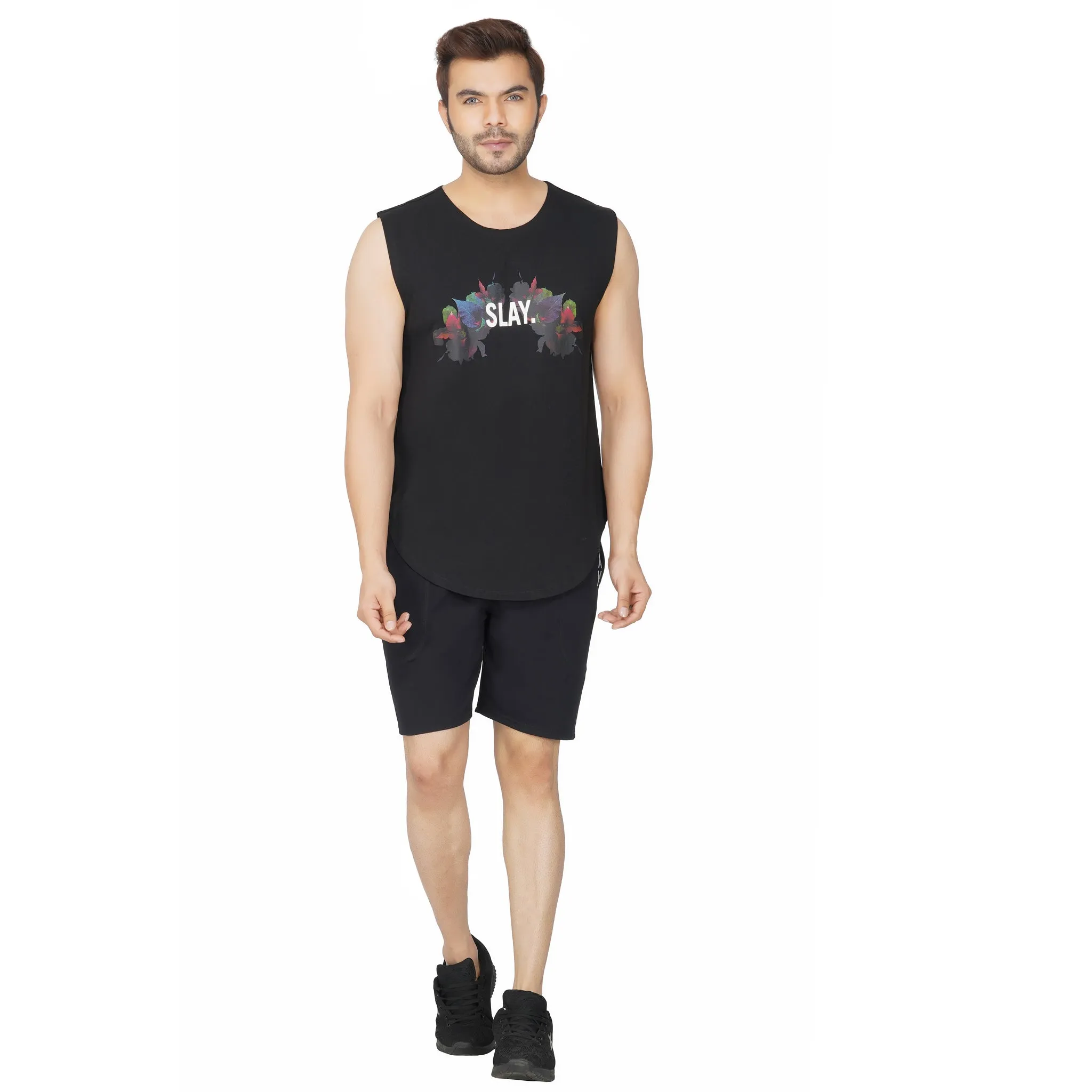 SLAY. Men's Activewear Black Sports Shorts