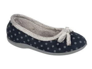 Sleepers LS325C Womens Polka Dot Bow Slipper