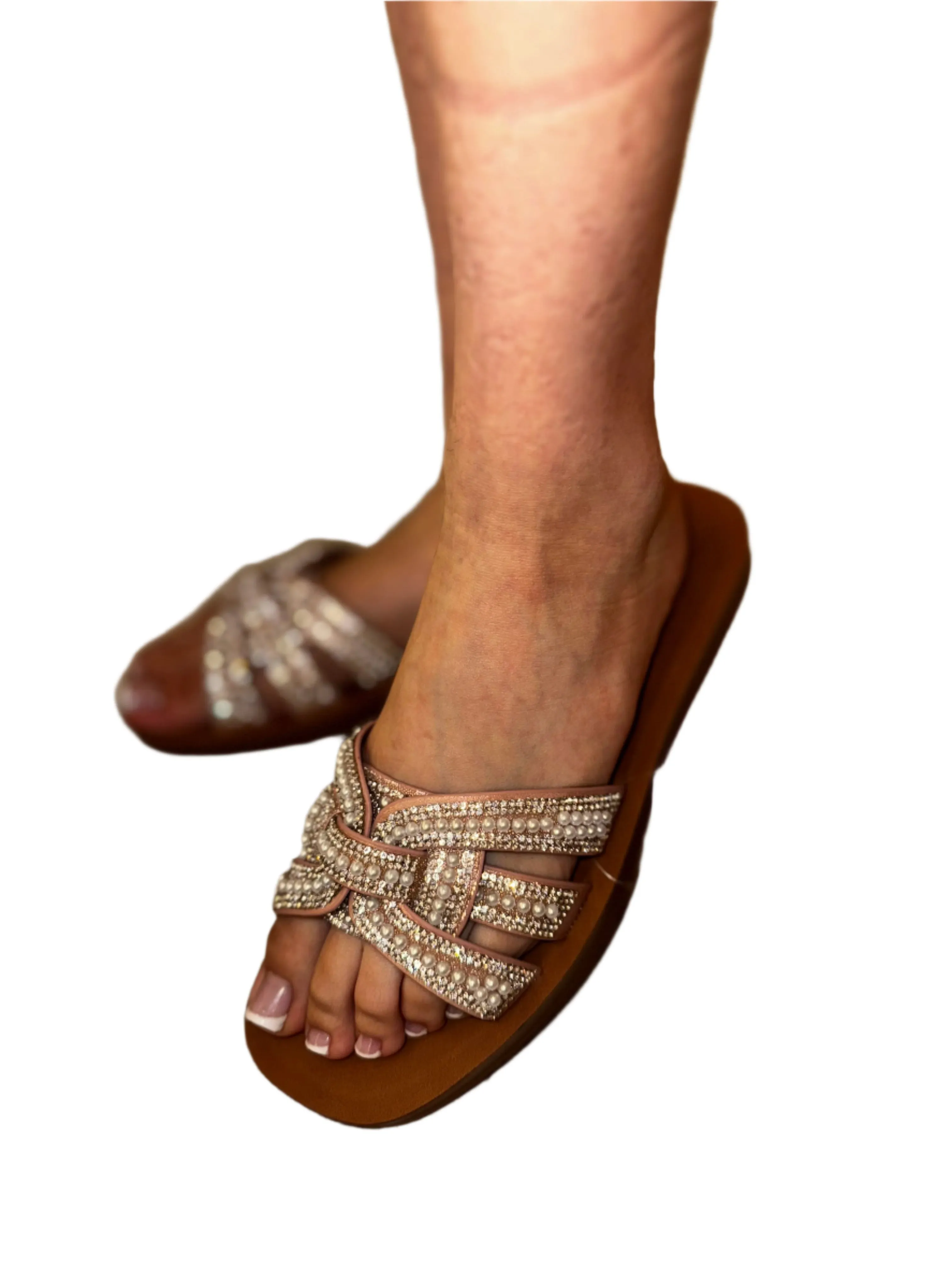 SLIDE SANDAL WITH RHINESTONE AND PEARL DETAILS NIKKI-22