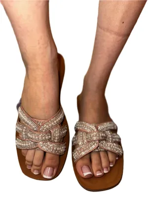 SLIDE SANDAL WITH RHINESTONE AND PEARL DETAILS NIKKI-22
