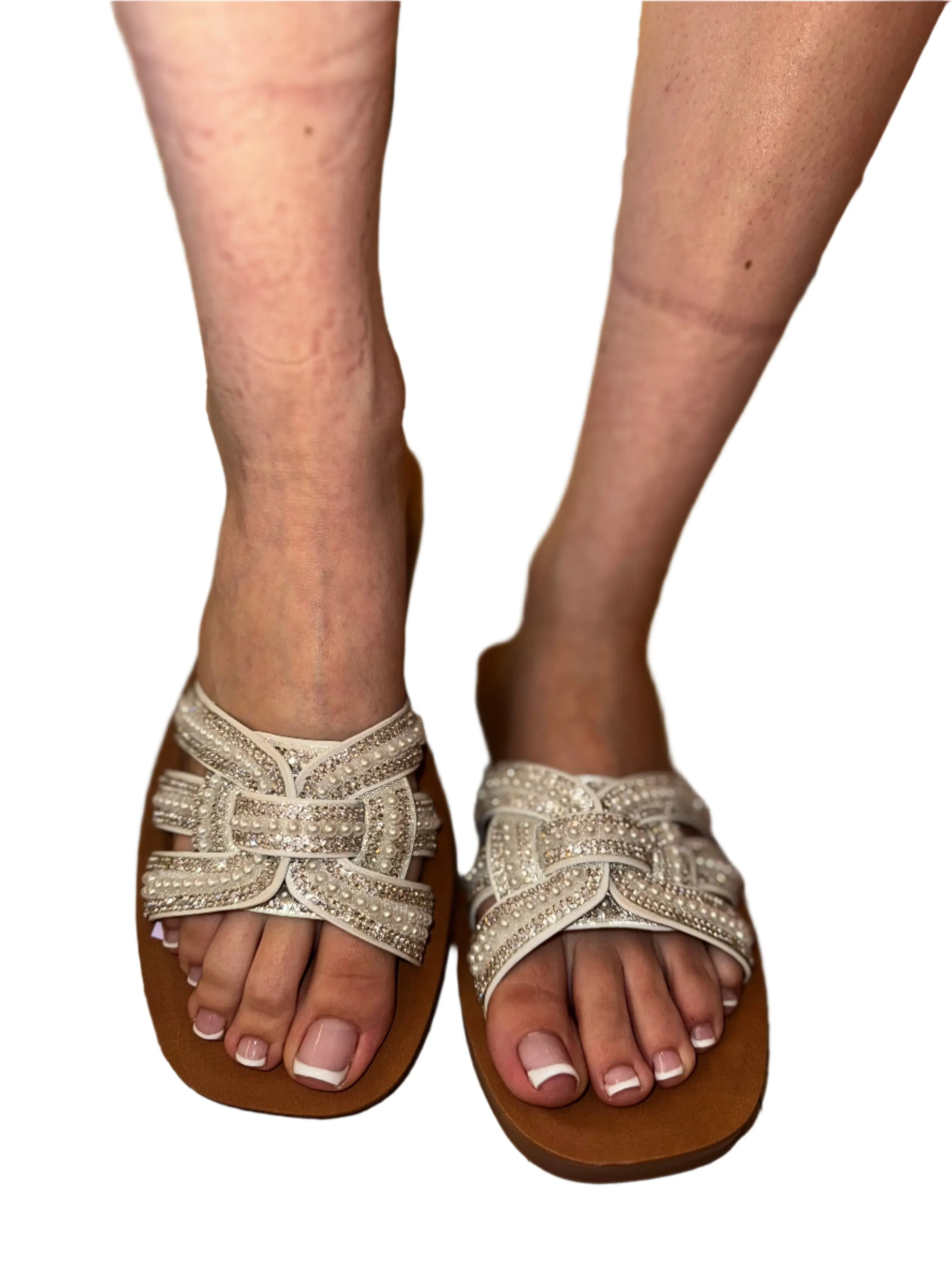 SLIDE SANDAL WITH RHINESTONE AND PEARL DETAILS NIKKI-22