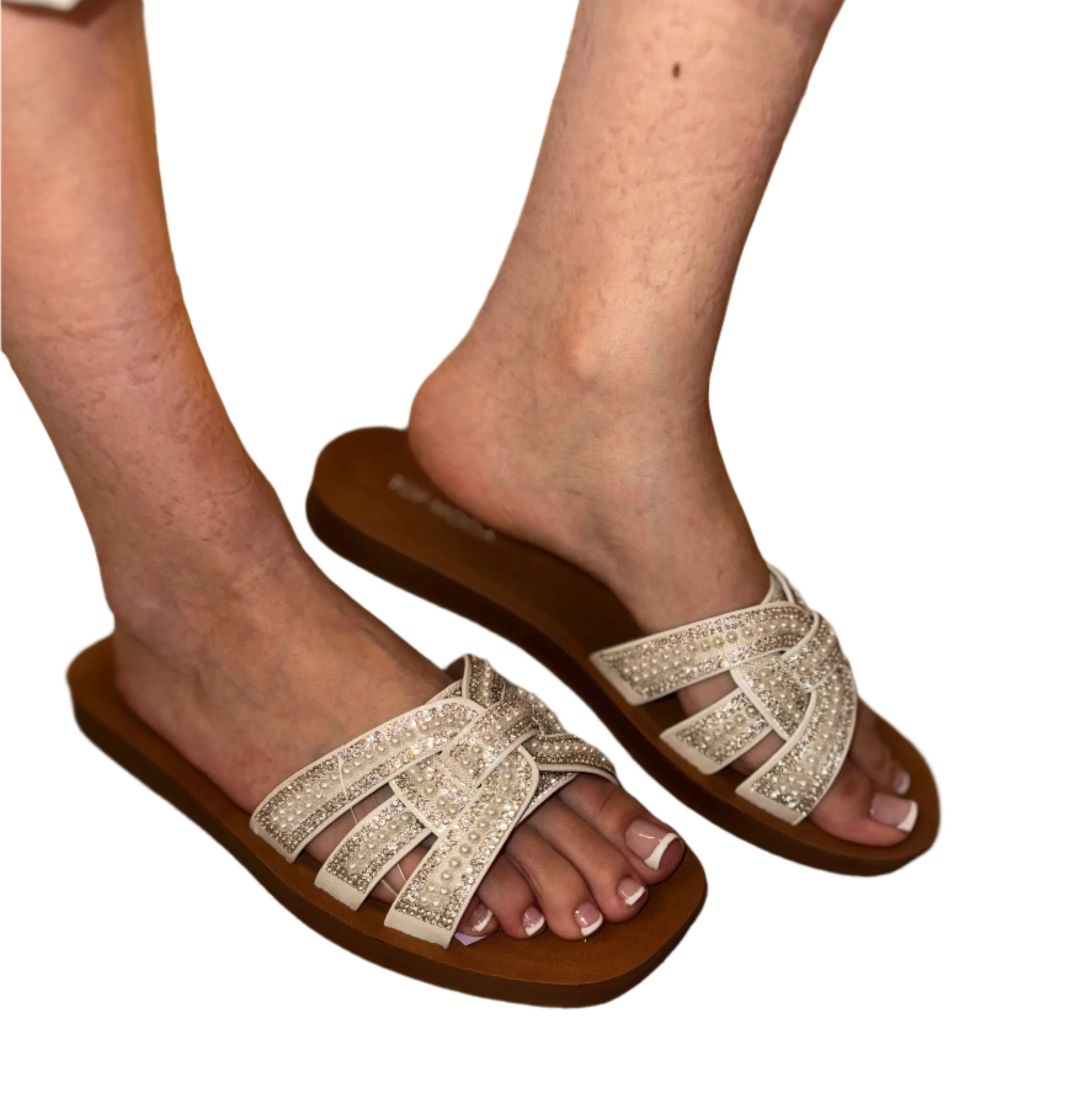 SLIDE SANDAL WITH RHINESTONE AND PEARL DETAILS NIKKI-22