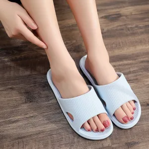 Slippers Sandals Summer Unisex Striped Solid Color Shoes Men Indoor Non-slip Soft Comfortable Rubber Flat Heels Slide For Men