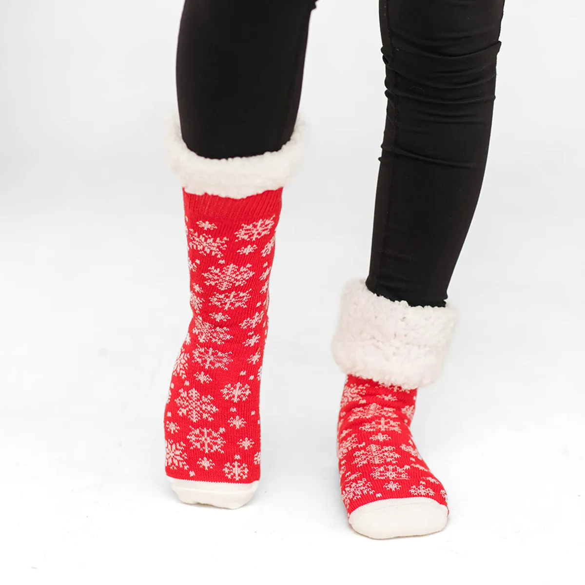 Snowflake Poppy - Recycled Slipper Socks