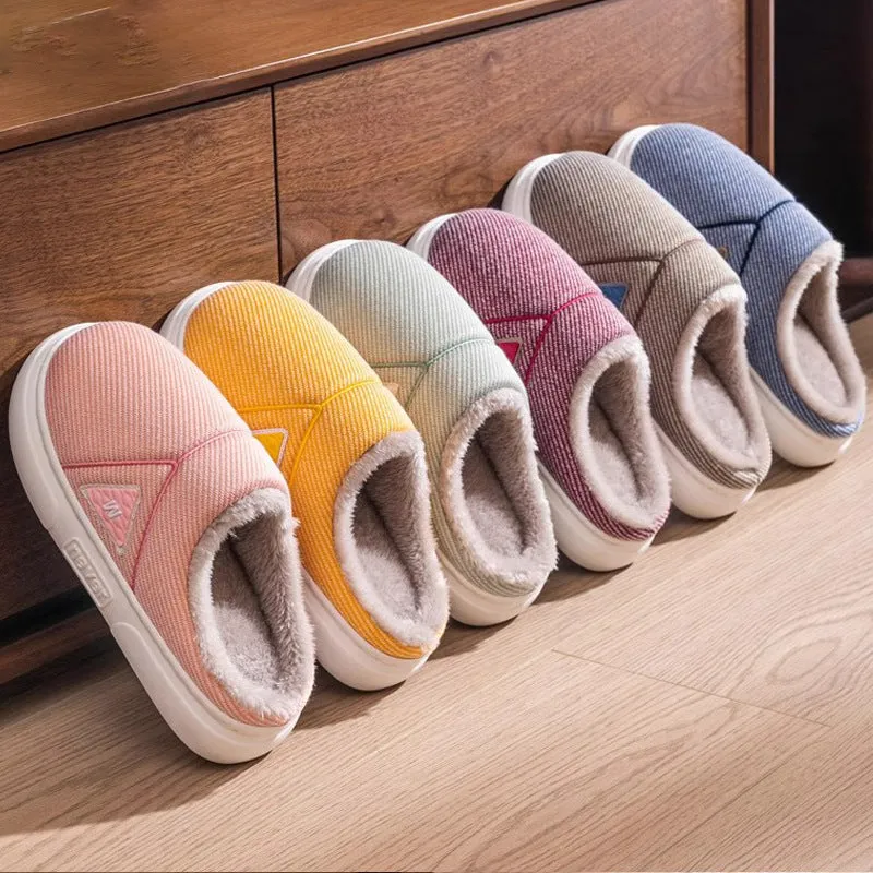 Solid Striped Winter Warm Slippers
