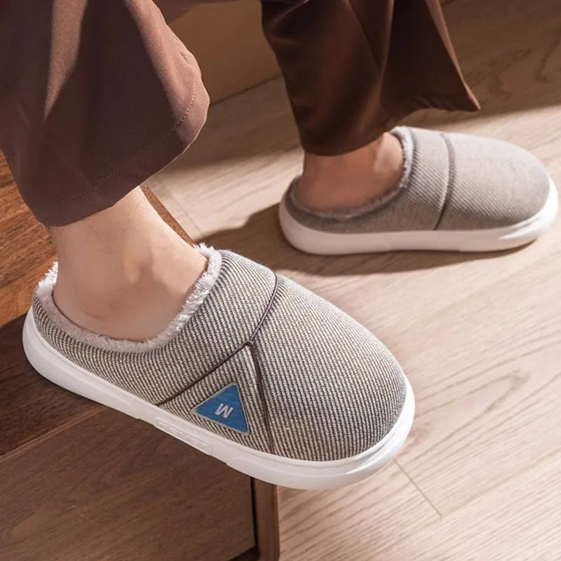 Solid Striped Winter Warm Slippers