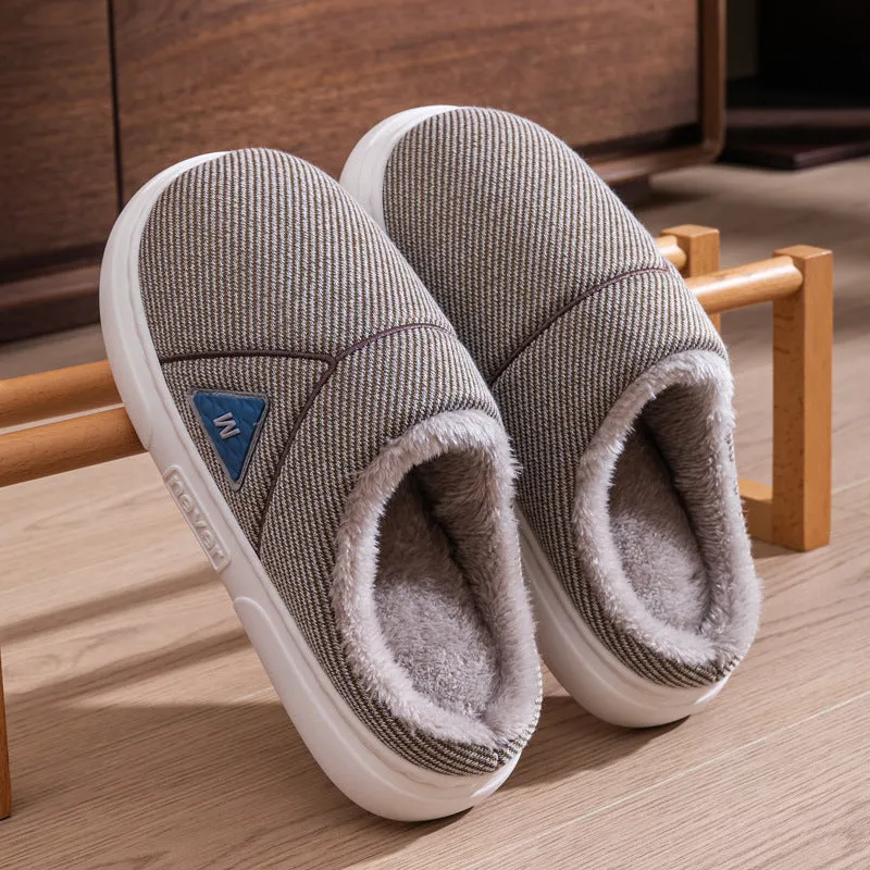 Solid Striped Winter Warm Slippers