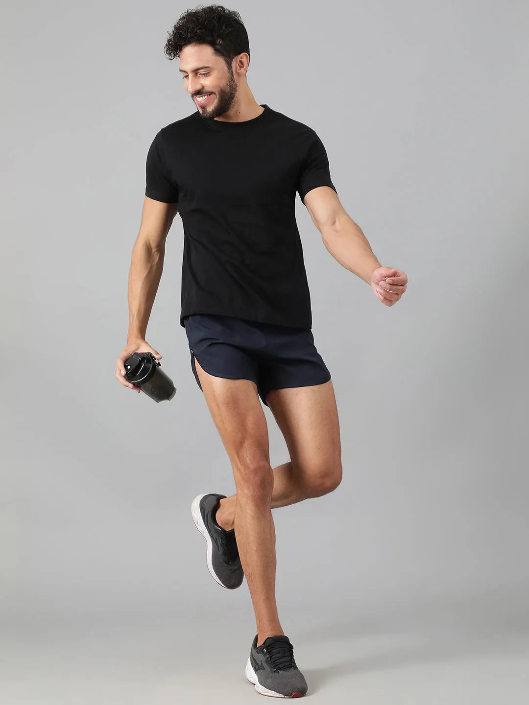 Sport Sun Solid Men NS Lycra Navy Blue Running Shorts