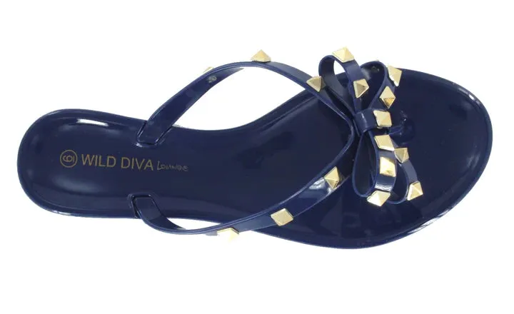 Studded Bow Jelly Sandal