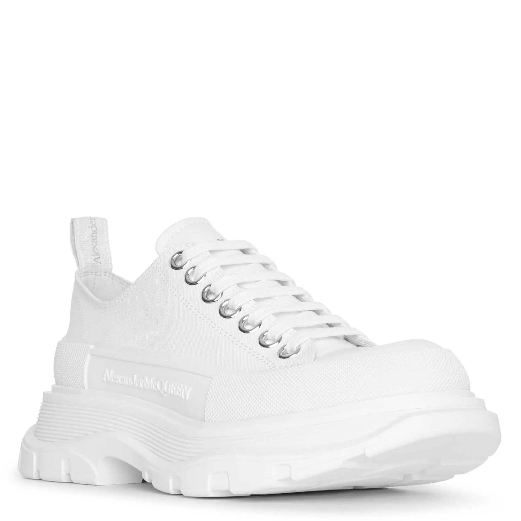 Tread slick white canvas lace-up
