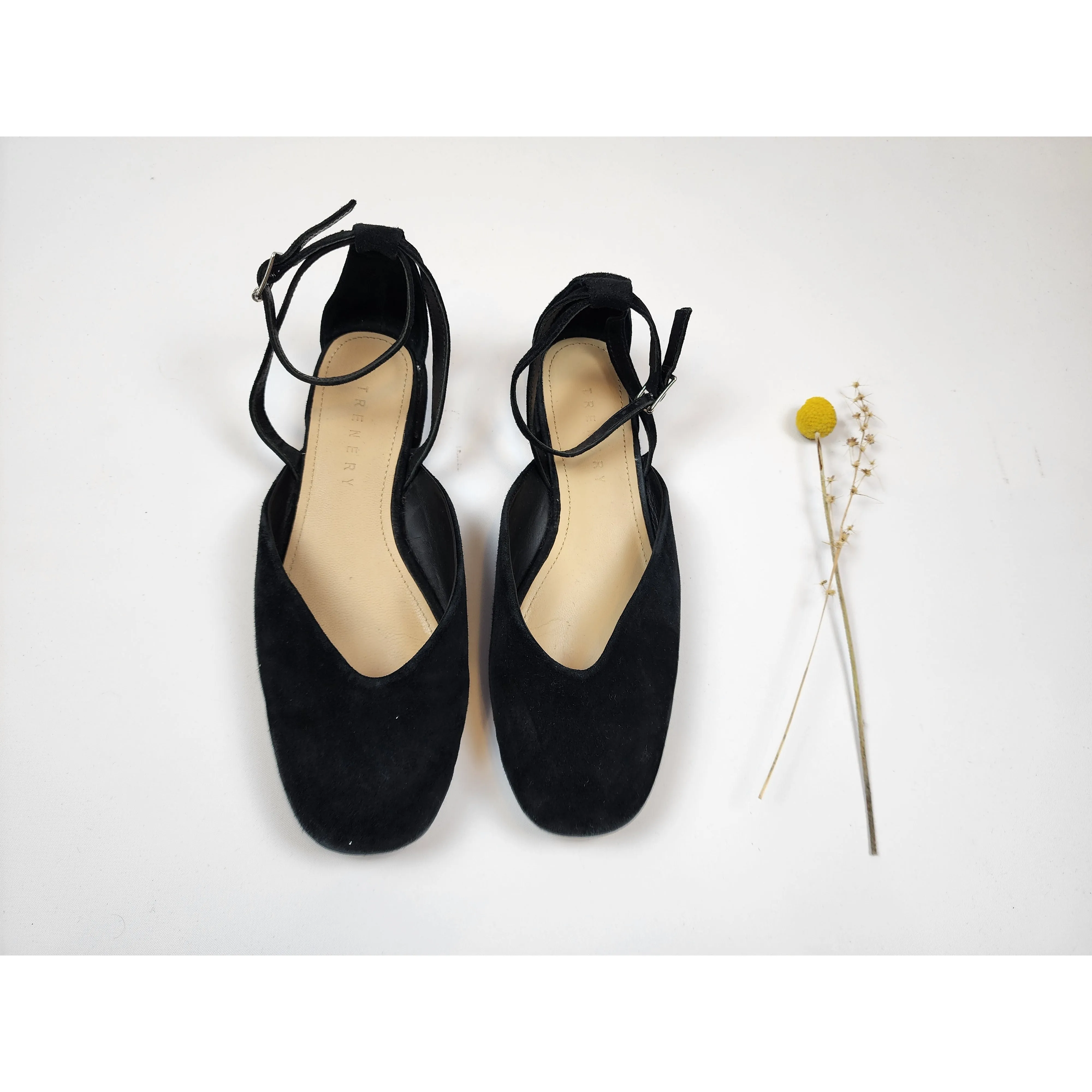 Trenery black suede shoes with ankle strap size 37