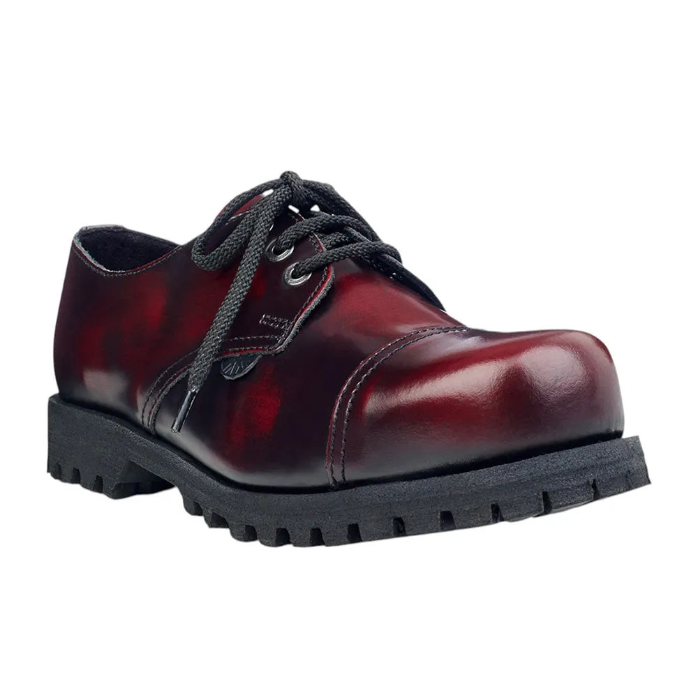 UNDERGROUND STEEL CAP SHOES ORIGINAL TRACKER BURGUNDY RUB - OFF LEATHER