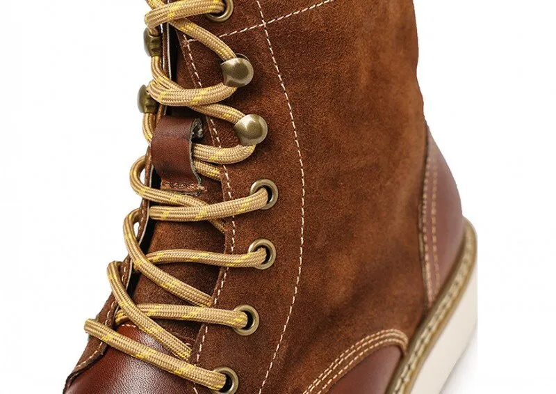 Vintage Men Cow Leather Patchwork Work Safety Shoes