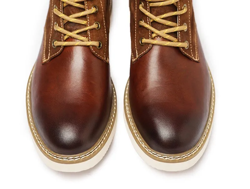 Vintage Men Cow Leather Patchwork Work Safety Shoes