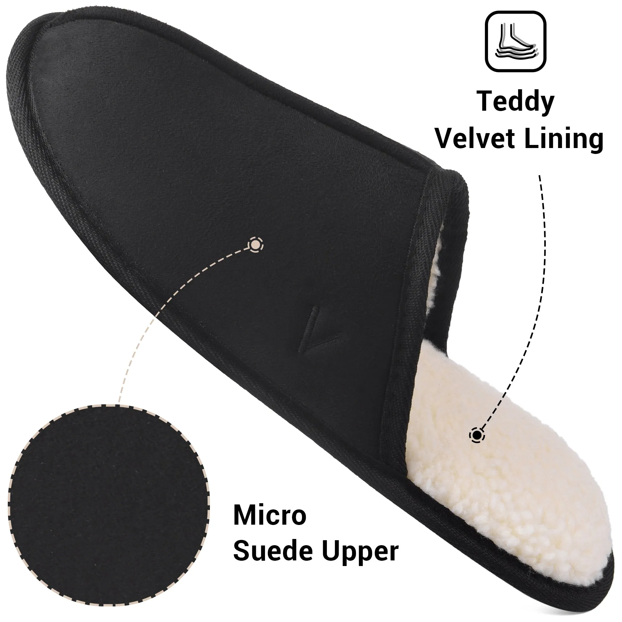 VONMAY Men's Suede Closed Toe Scuff Slipper Comfy Memory Foam Clog Lightweight Warm House Bedroom Shoes