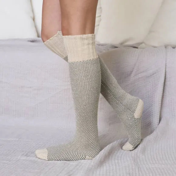 Warm & Soft Open Work Knit Lounge Socks: Pink