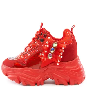 Watermelon-02 Rhinestone Platform Sneakers