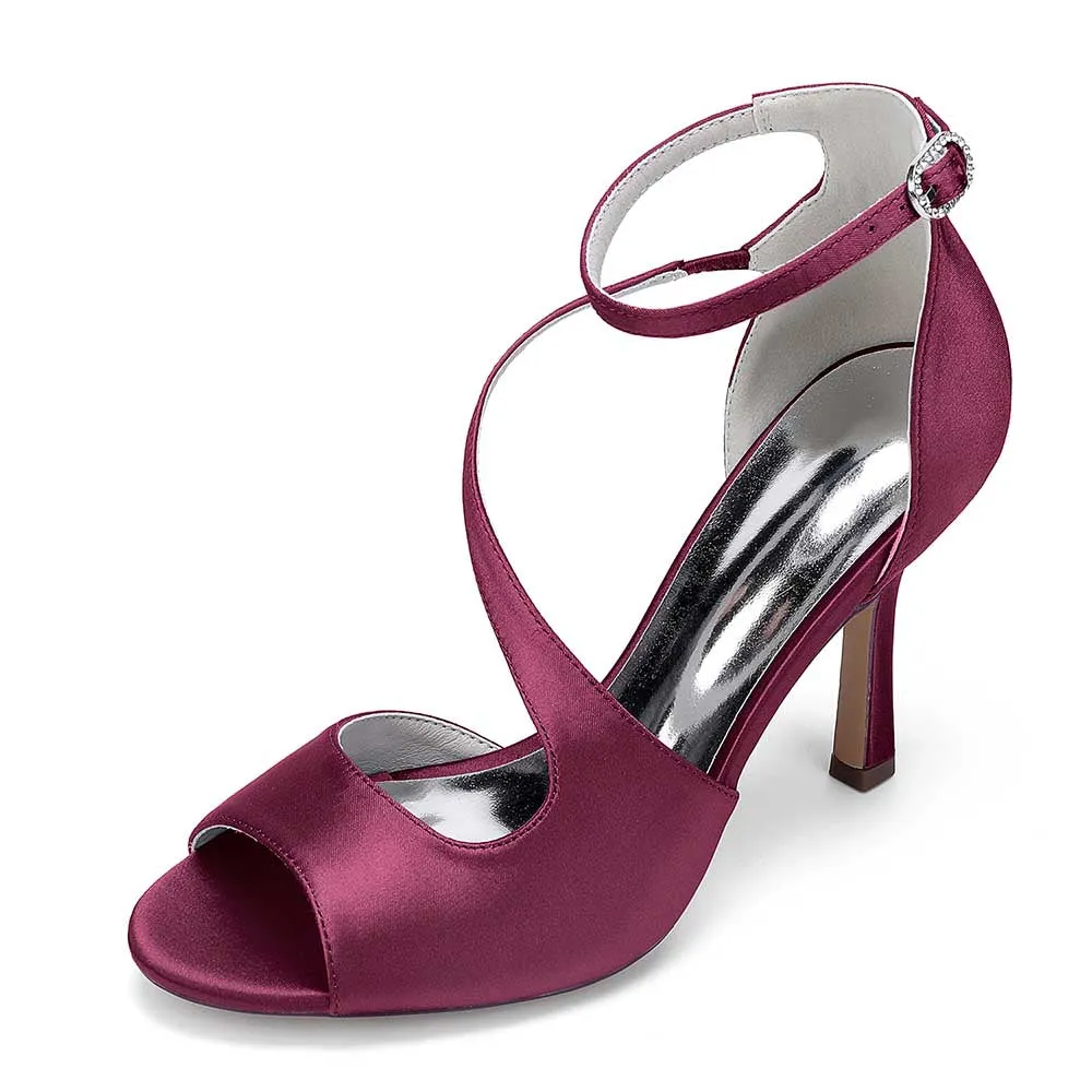 Women Front Cross Strap Sandals Prom Heels Hand-Made Wedding Shoes Dress Heels