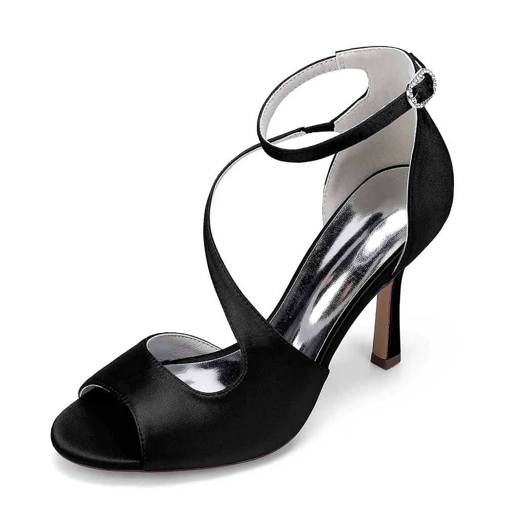 Women Front Cross Strap Sandals Prom Heels Hand-Made Wedding Shoes Dress Heels