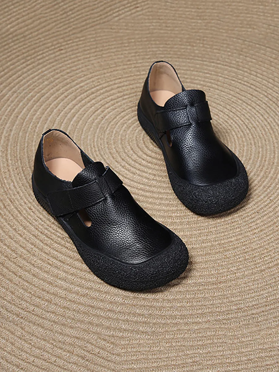 Women Genuine Leather Spring Flat Shoes