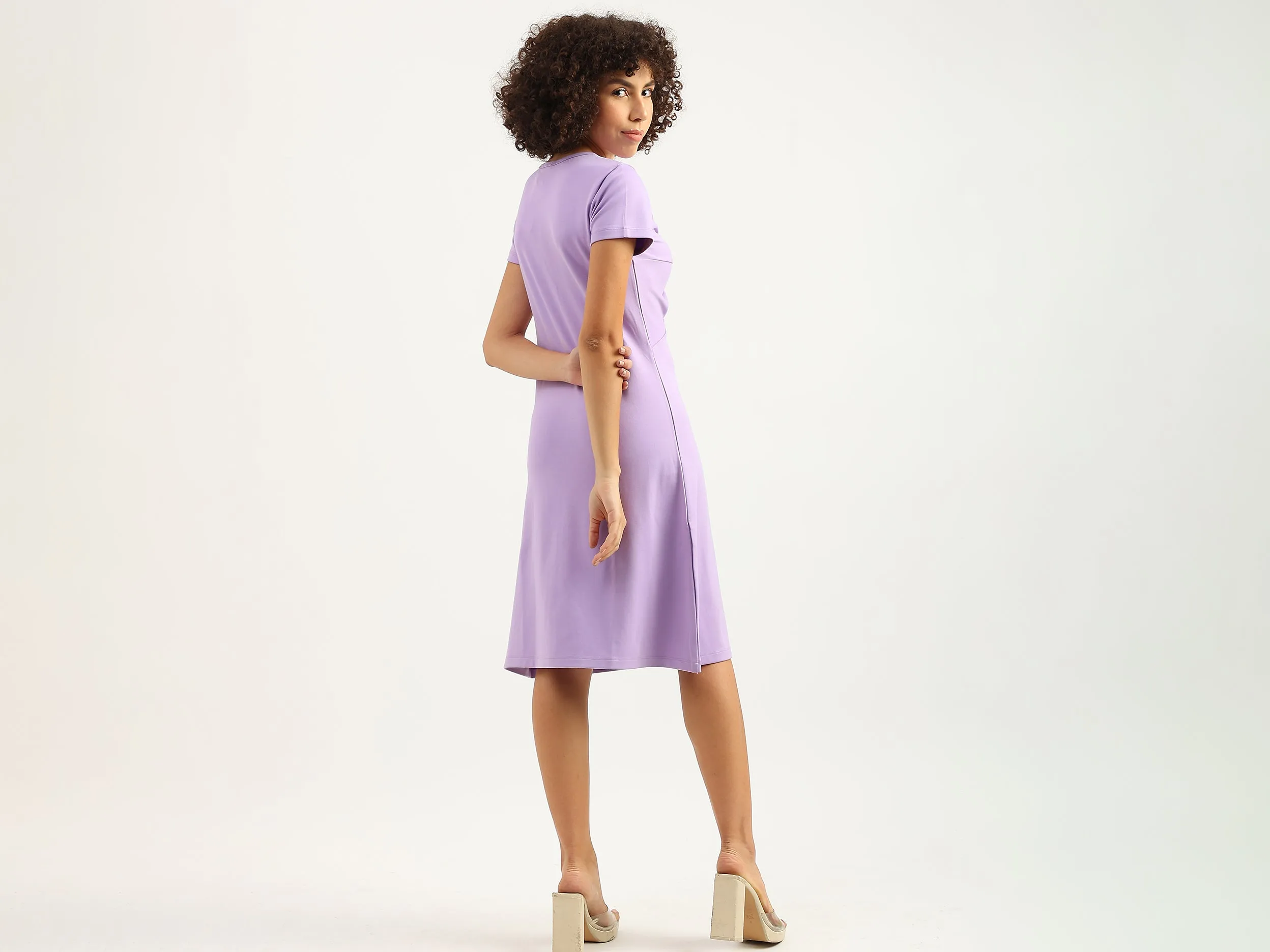 Women Solid V-Neck Dress
