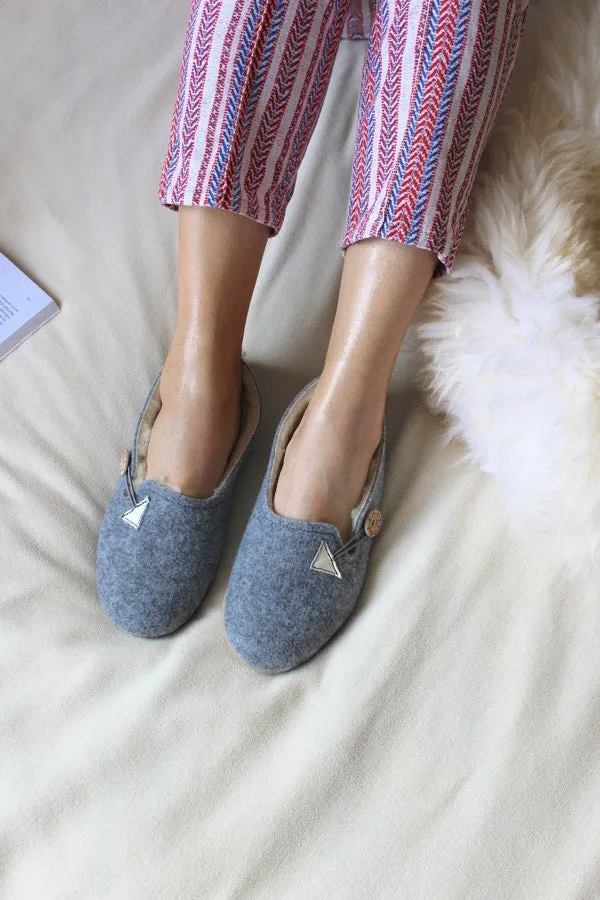 Women's Grey Felt Wool Slippers