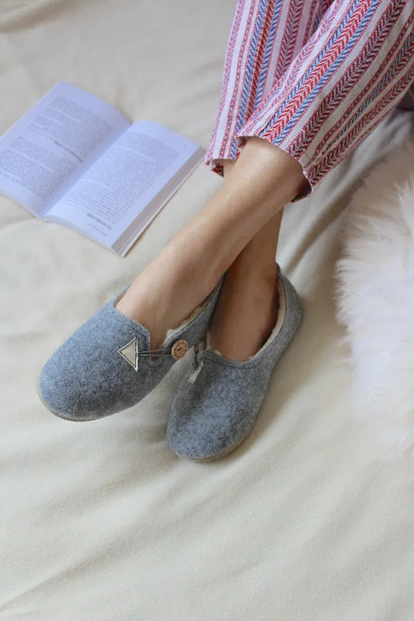 Women's Grey Felt Wool Slippers