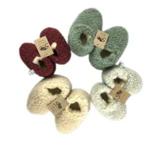Wool Children Slippers -  Green