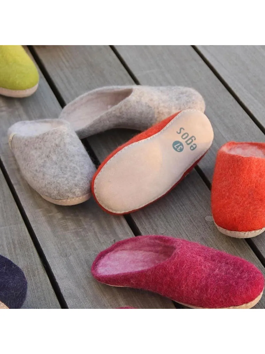 Wool Slippers - Bordeaux