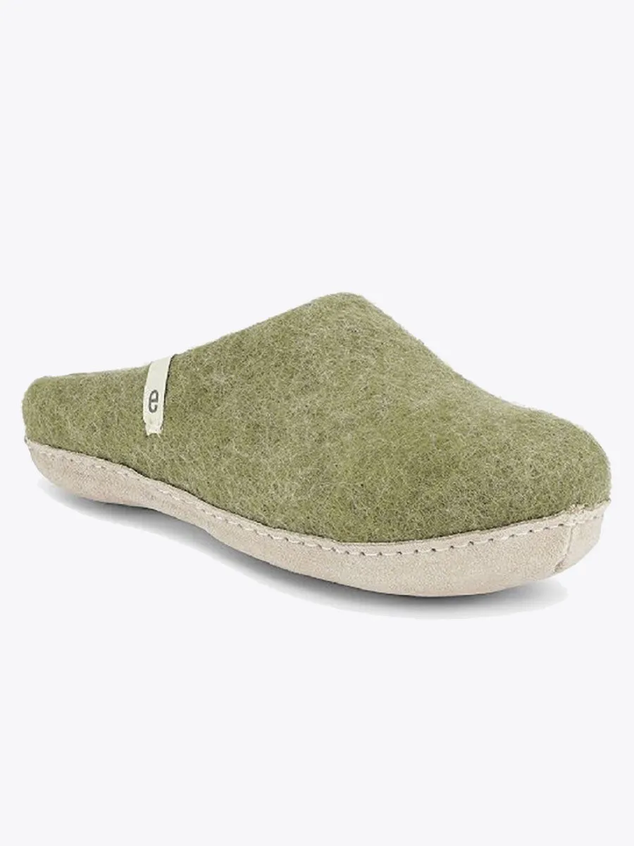 Wool Slippers - Moss Green