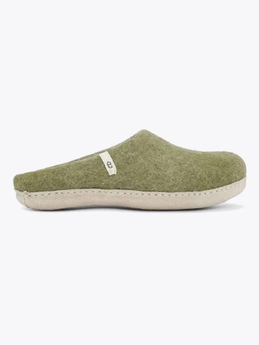 Wool Slippers - Moss Green
